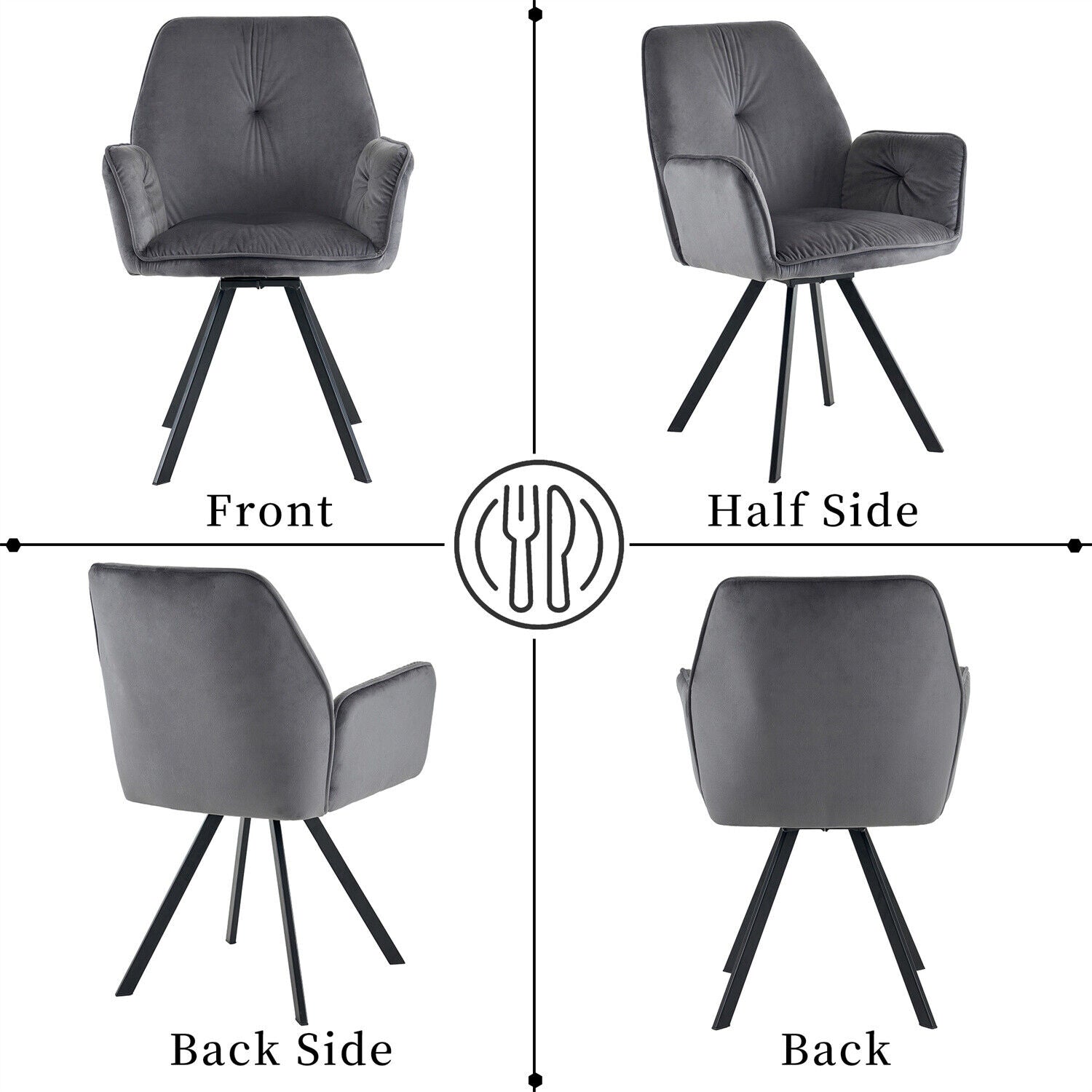 2x Swivel Accent Chair Upholstered Armchair Dining Chairs Home Office Desk Chair