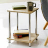 Small 2 Tier Oak Finish Side Table with Shelf Office Bedroom Coffee End Table
