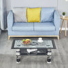 Clear Glass Coffee Table Rectangle Tempered Floral Luxury w/ Shelf Living Room