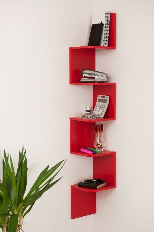 3/5 Tier Floating Wall Shelves Corner Shelf Storage Wood Display Bookcase Decor