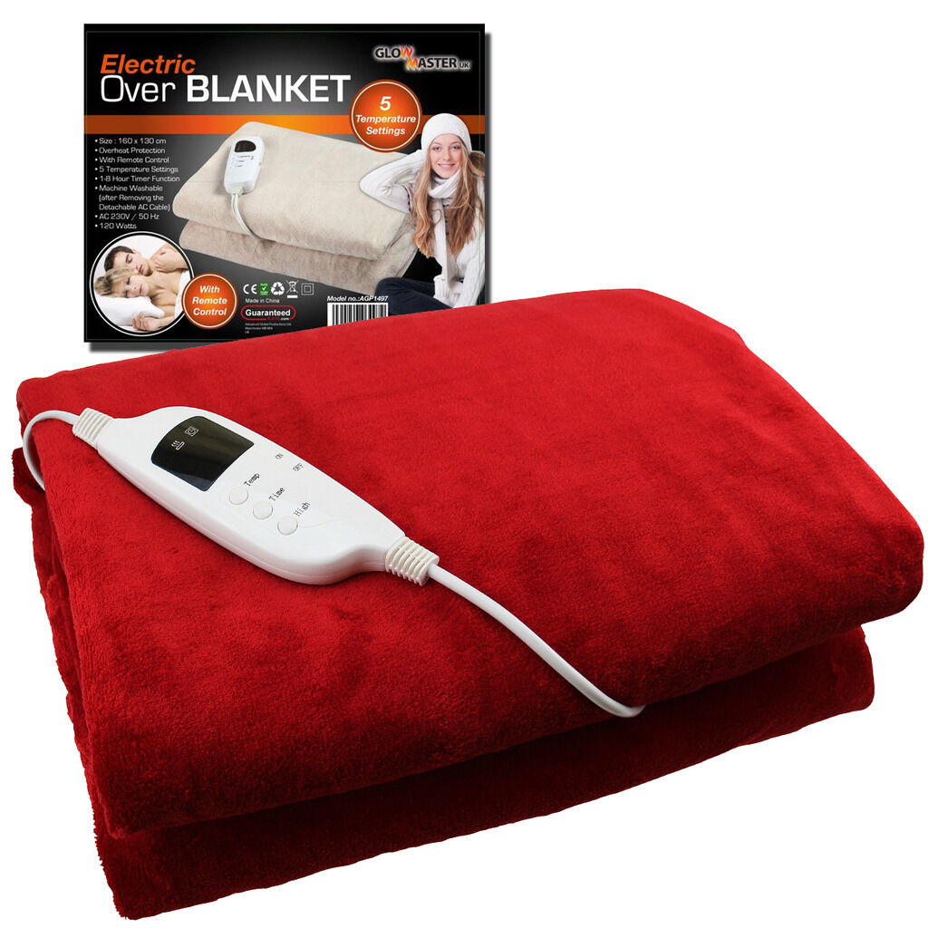 Electric Heated Throw Over Under Blanket Fleece Washable Polyester Warm Mattress