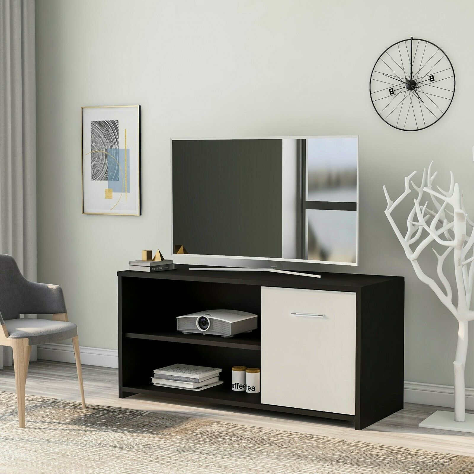 Modern Unit Wooden TV Cabinet Stand Unit Table With Shelves Cupboard Furniture