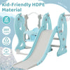 4 in 1 Kids Toddlers Swing & Slide Climber Set w/ Basketball Hoop In/Outdoor HT