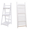 3 Tier Wood Folding Ladder Shelf Flower Plant Pot Stand Storage Display Shelving (White 3 Tier Ladder Shelf 42x40x107cm)