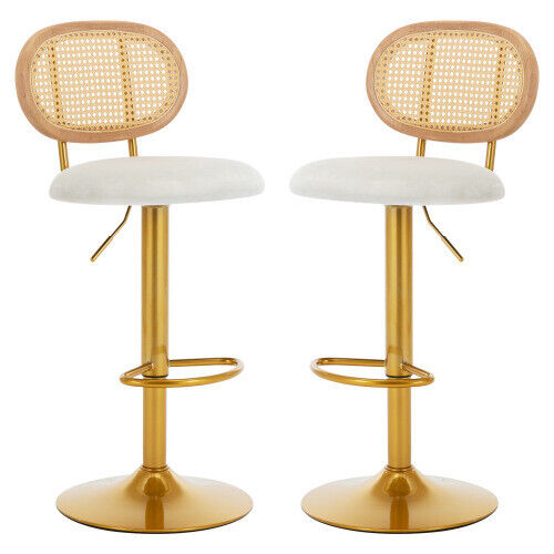 Bar Stools Set of 2 Dining Chair Swivel Velvet Pub Bar Lounge Chairs HT