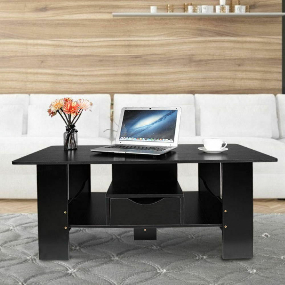 Small Coffee Table Rectangle Side End Desk Storage Shelf Home Living Room 100 cm