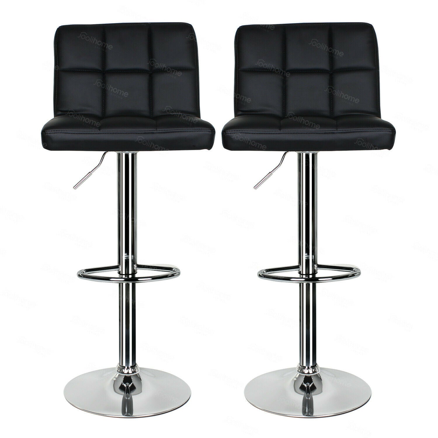 2×Bar Stools Leather Chairs Breakfast Chairs Swivel Gas Lift Kitchen Cushioned