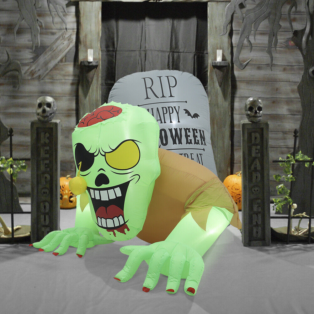 Halloween Scary Zombie Ghost Roly-Poly Toy Inflatable LED Lights Courtyard Prop
