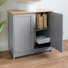 Bathroom Under Sink Cabinet Grey Bamboo Wooden Storage Cupboard Unit