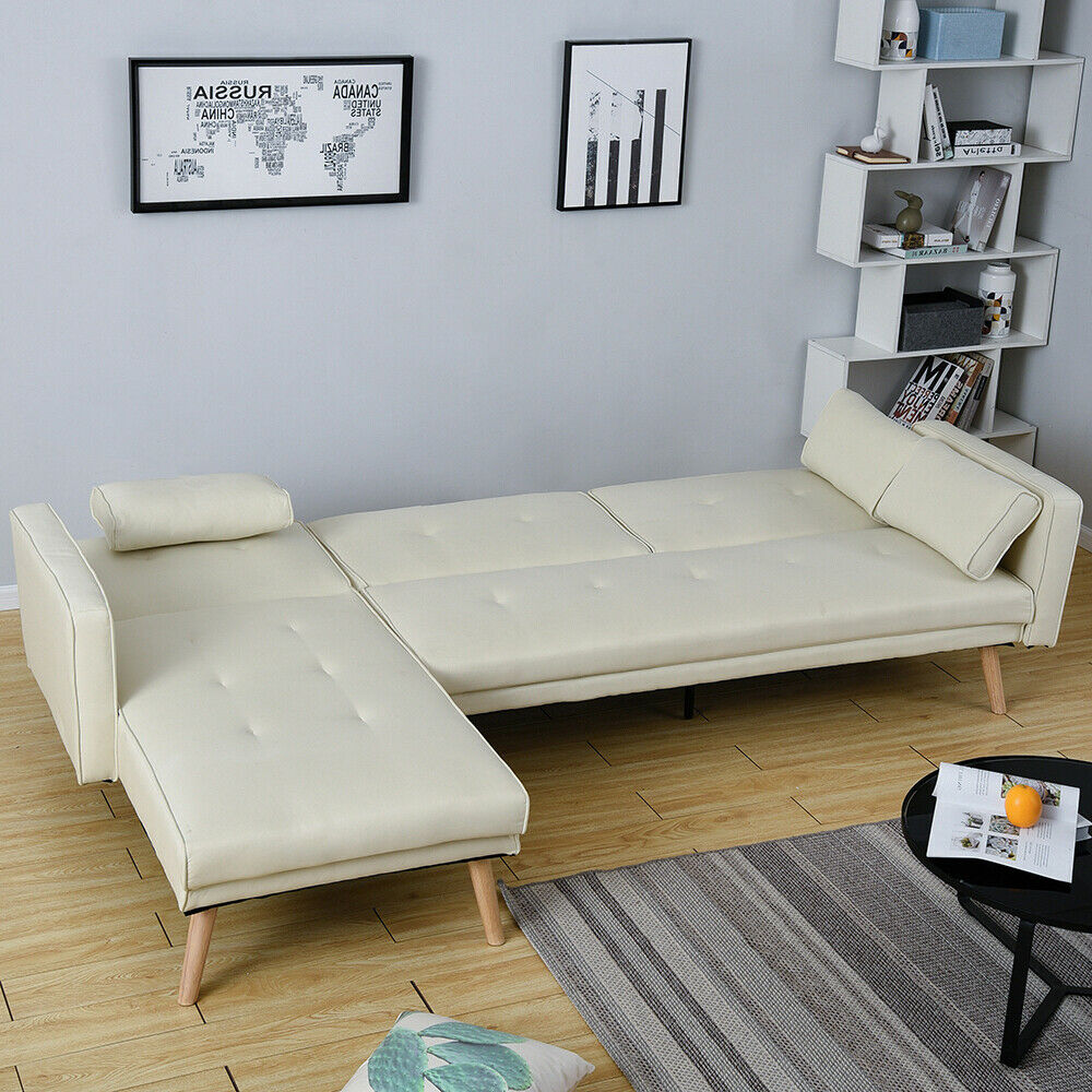 3/4 Seater L-Shape Fabric Corner Sofa Bed Lounger Recliner Chaise with Footstool