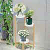 Indoor Corner Bamboo Plant Stand Round Planter Potted Holder End Table Display