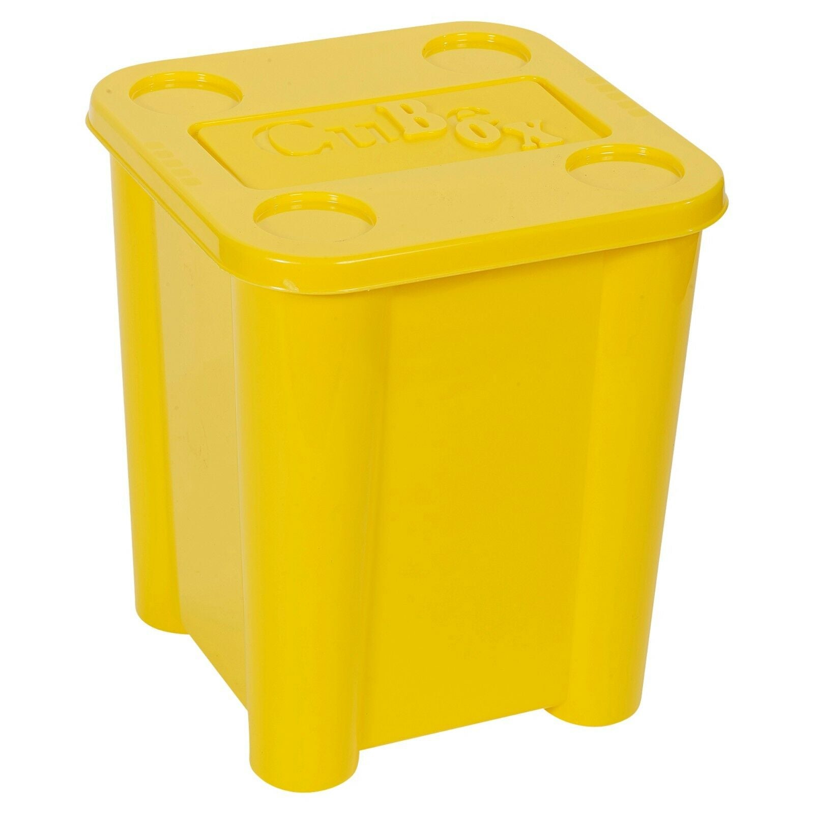 Set of 4 Plastic Stackable Coloured Toy Storage Boxes With Lids Sturdy Container
