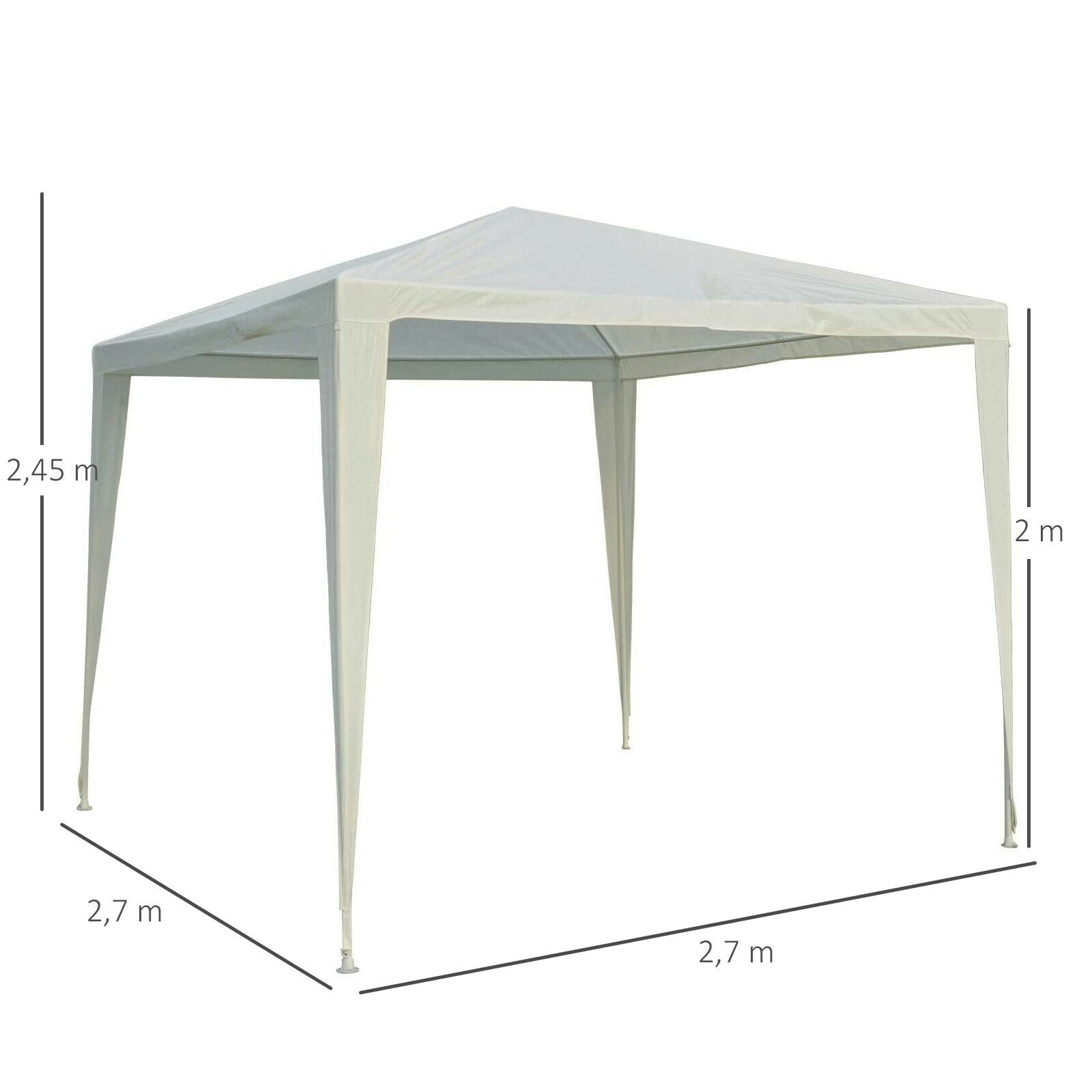 2.7x2.7M Garden Heavy Duty Gazebo Marquee Tent Wedding Canopy White