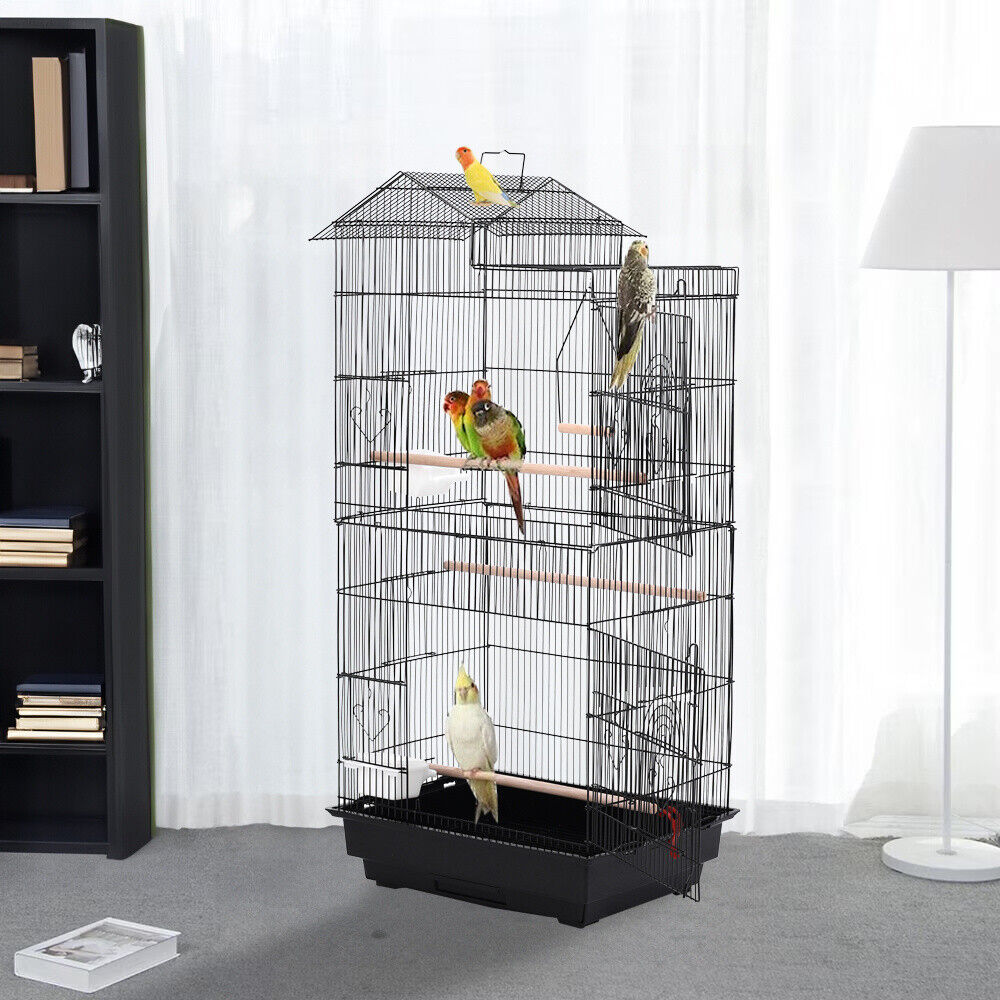 Extra Large Metal Bird Parrot Cage Birdcage for Canary Budgie Cockatiel w/ Stand