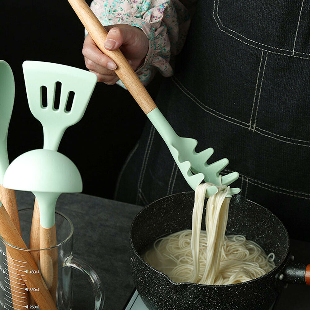11Pcs Kitchen Silicone Cooking Utensils Set Nonstick Spatula Gadget Spoon
