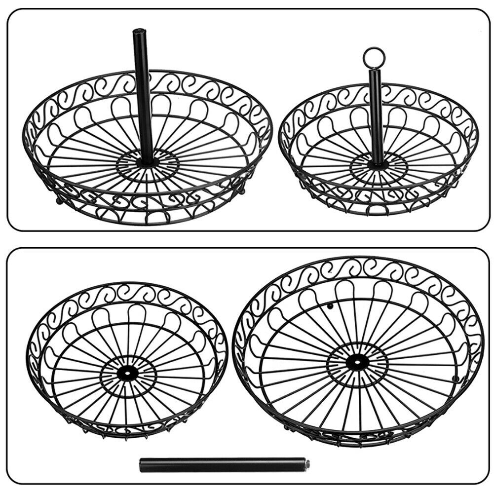 2 Tier Metal Wire Fruit Basket Bread Snake Vegetable Storage Display Holder Bowl
