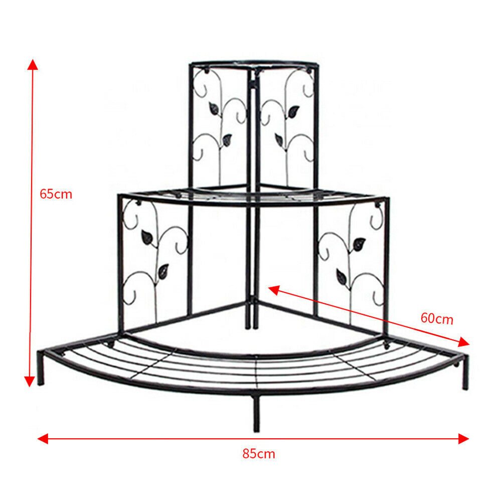 3 Tier Iron Outdoor Plant Pot Stand Flower Display Shelf Rack Home Garden Indoor