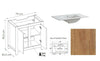 Bathroom Vanity Unit 800mm 80cm Floor Standing Sink Cabinet & Basin Classic Oak