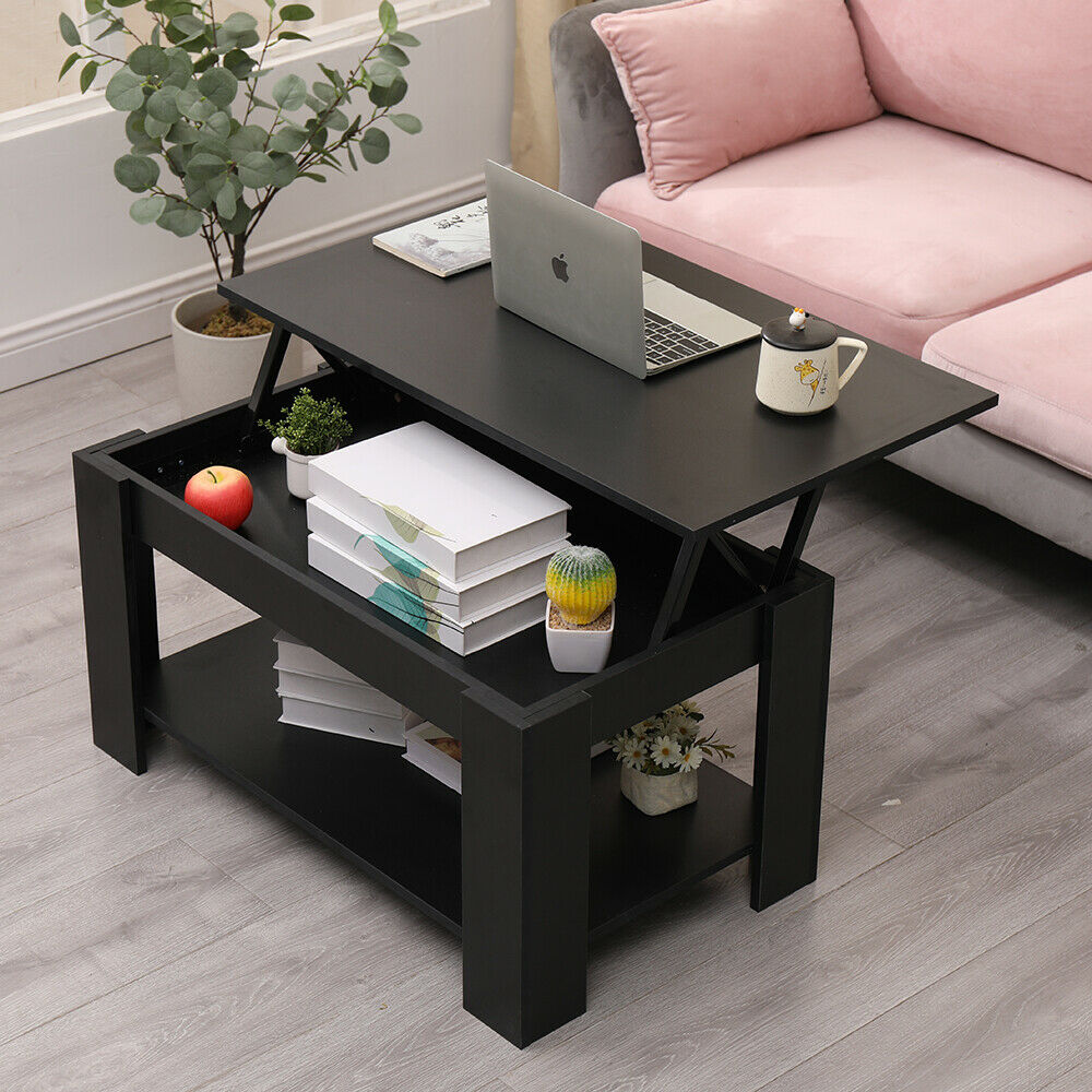 Living Room Lift Up Top Coffee Table with Storage Shelf Different Color Choice