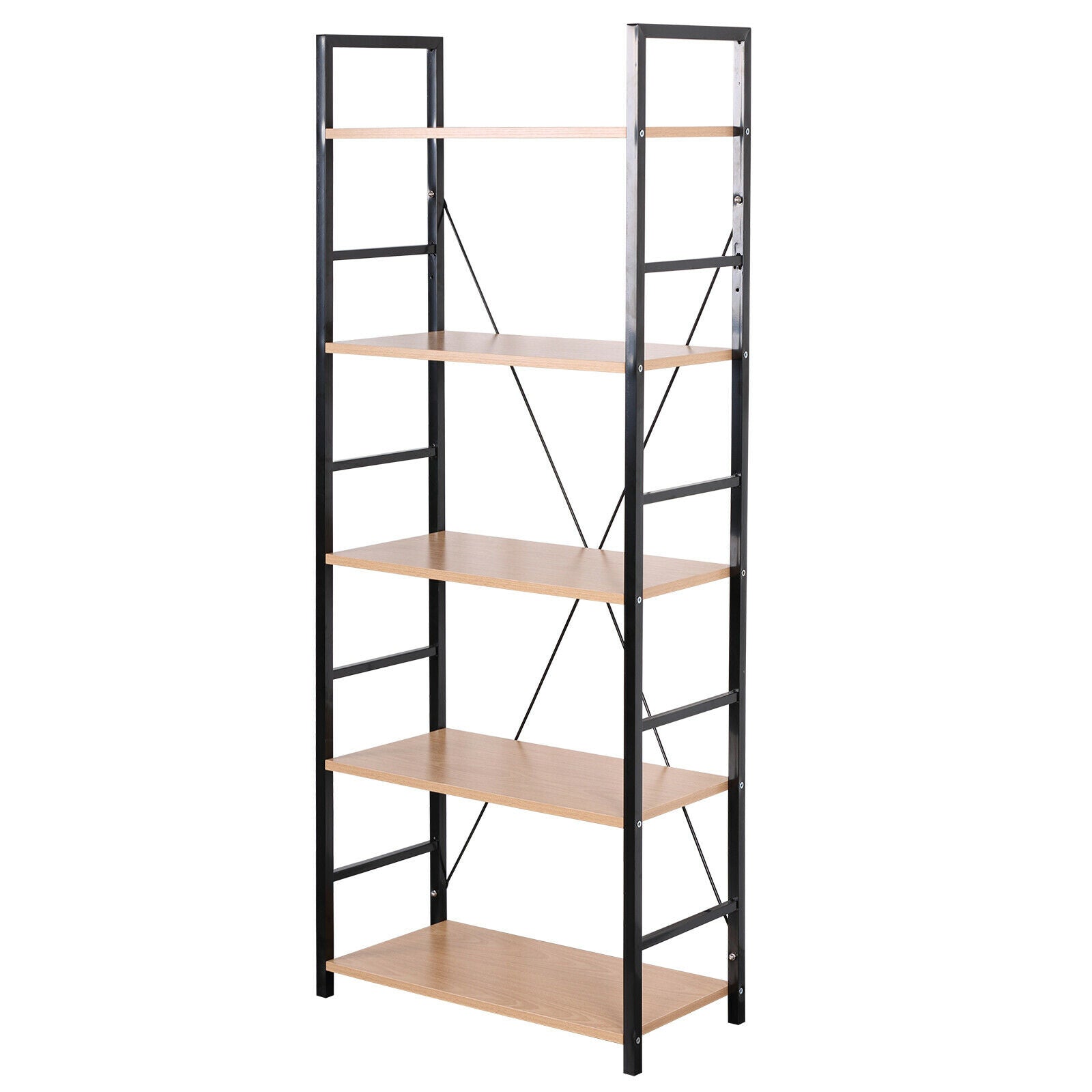 5 Tier Display Stand Shelf Storage Heavy Duty Rack Shelf Home Kitchen Metal Wood
