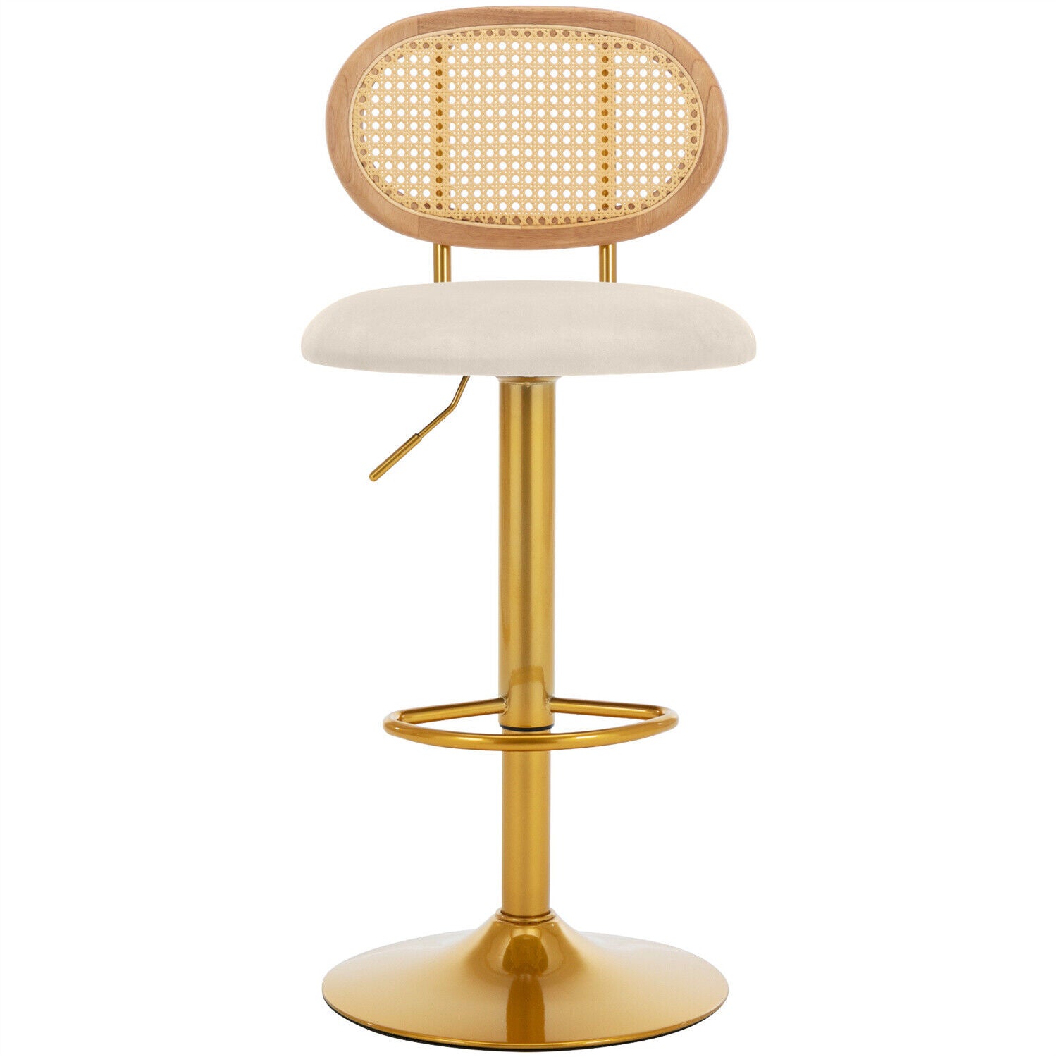 Bar Stools Set of 4 Swivel Bar Chairs Upholstered Velvet Gas Lift with Footrest