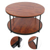 Industrial 2 Tier Round Coffee Tea Table Side End Living Room Storage Shelf Unit