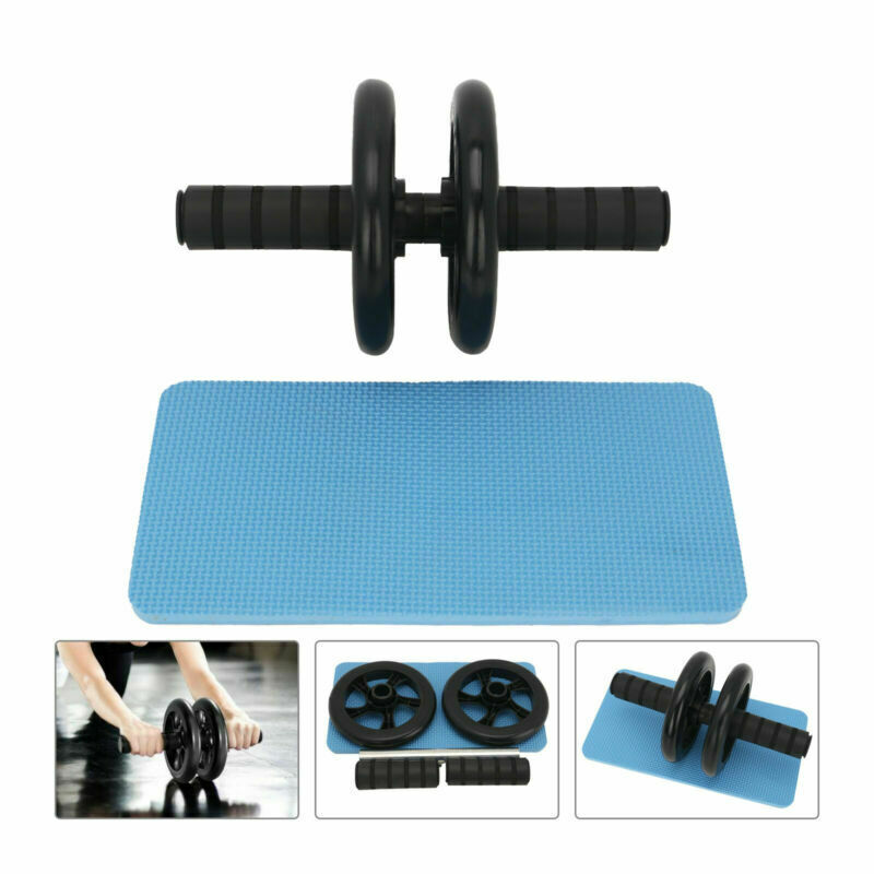 Ab Abdominal Exercise Fitness Gym Strength Training Roller Wheel W Knee Pad Mat