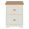 Oak and White 2 Drawer Petite Bedside Cabinet Nightstand Side Table