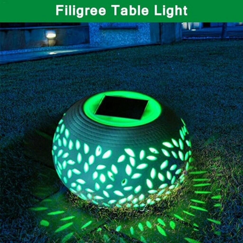 CERAMIC STONE COLOUR CHANGING LED SOLAR POWER LIGHT TABLE GARDEN OUTDOOR LAMP UK (DS-CLS)