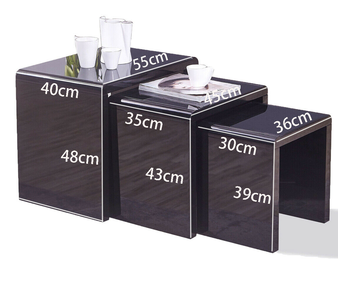 Modern Coffee Tea Table / High Gloss Nest Of 3 Table Set Living Room Furniture