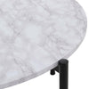Modern Round Coffee Table Living Room Marble Effect Wooden Top Metal Leg Table