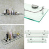 Glass Bathroom Caddy Shelf Wall Mounted Bath Rack Floating Shelves Organiser NEW