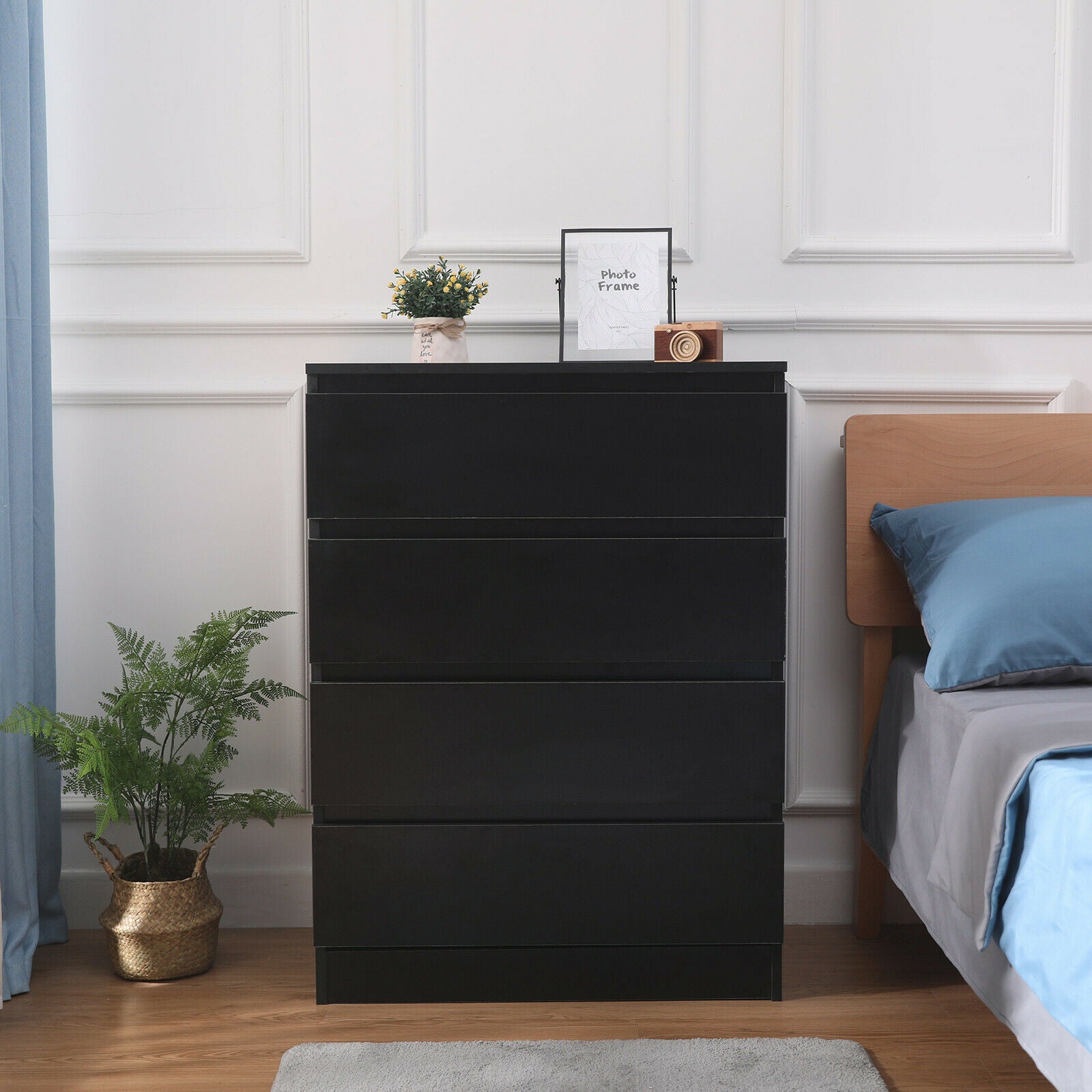 Modern Bedside Table Cabinet 2/3/4 Drawers Nightstand Storage Bedroom Furniture