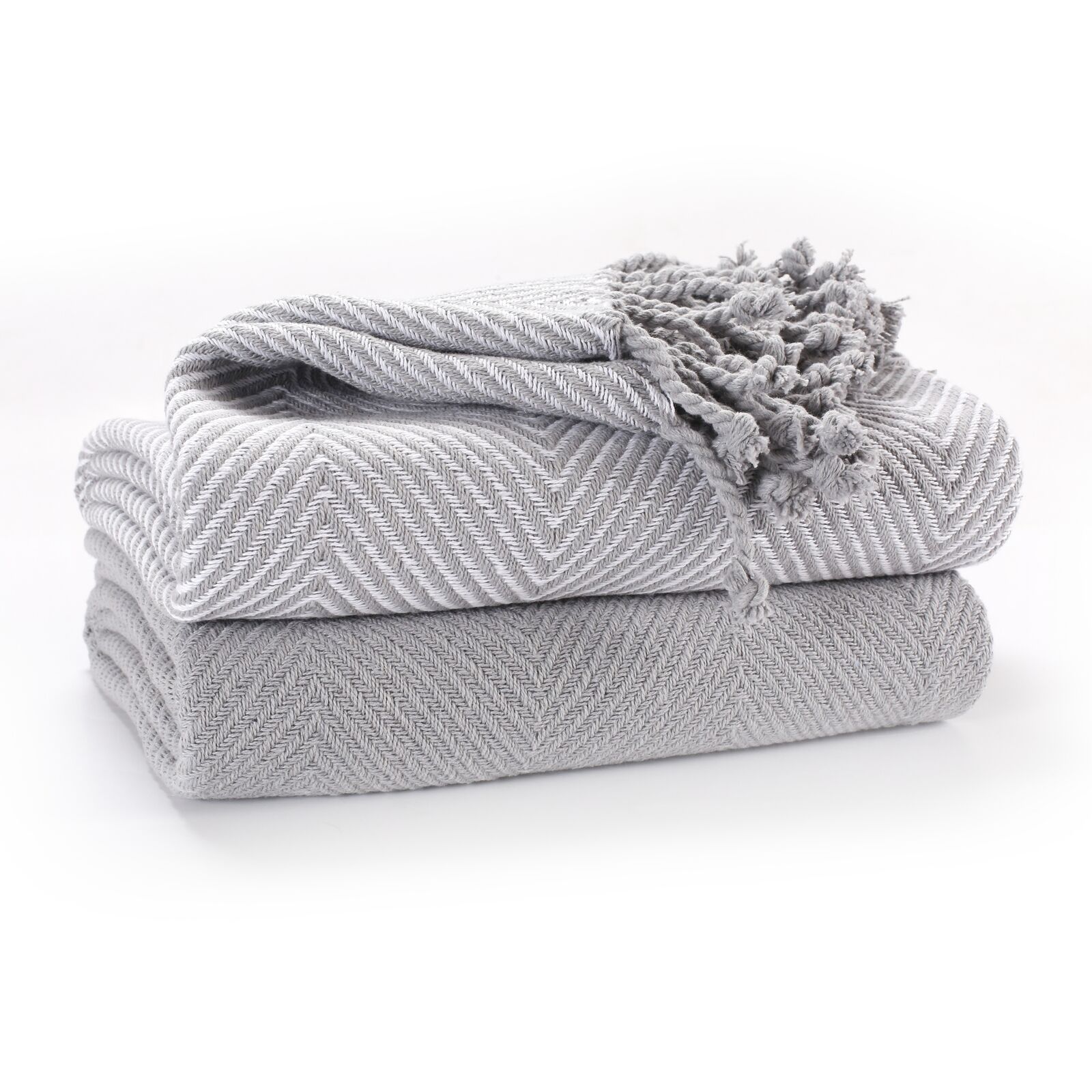 Luxury Pack of 2 Cotton Complimenting Throws for Sofa Blanket,125x 150cms-Single