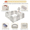 14 Panels Foldable Baby Playpen with Activity Panel & Basketball Hoop Grey HT
