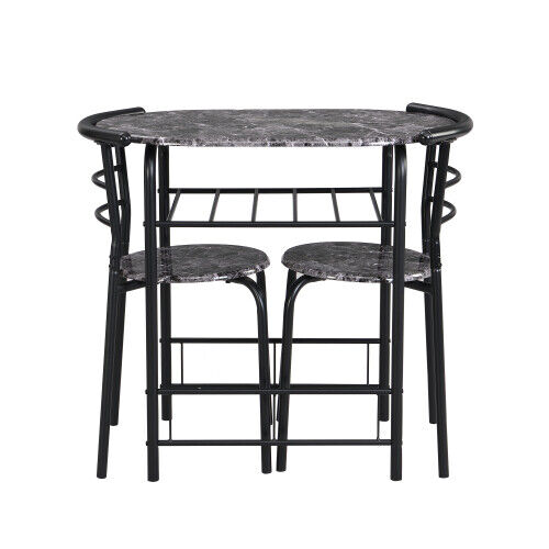 3pcs Dining Table Set and 2 Stools Breakfast Bar for Dining Room/ Kitchen HT