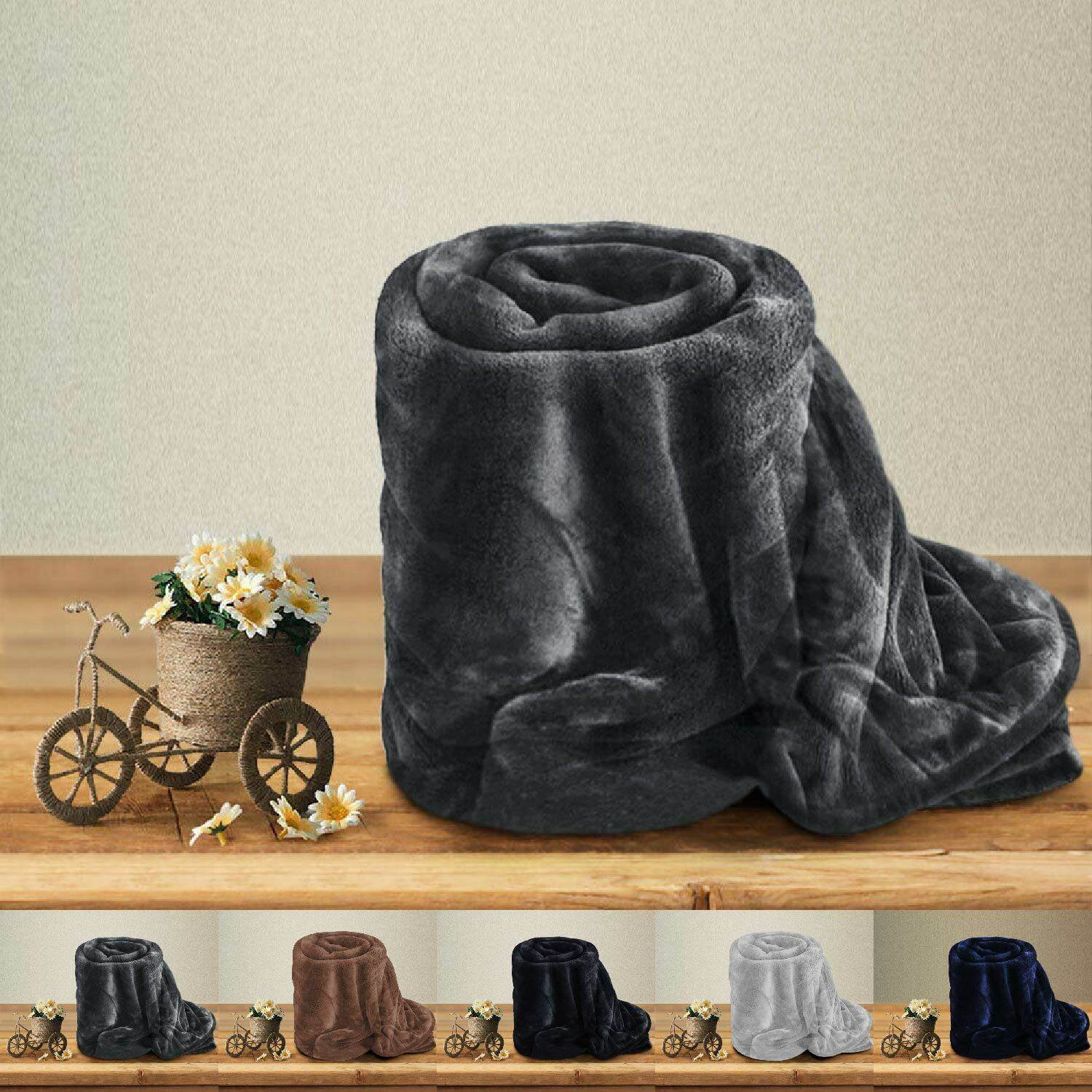 Luxury Blanket Large Sofa Throw Fleece Faux Fur Single Double & King