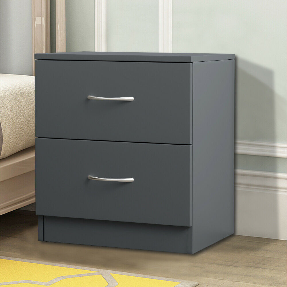 Chest Of Drawers Bedside Table Cabinet Metal Handles Bedroom Furniture Grey
