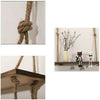 3 Tiers Rustic Wooden Wall Hanging Rope Shelf Mounted Floating Storage Unit Home