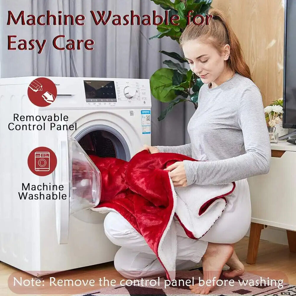 HEATED PLUSH ELECTRIC THROW SOFT FLEECE WINTER OVER BLANKET W/DIGITAL CONTROLLER