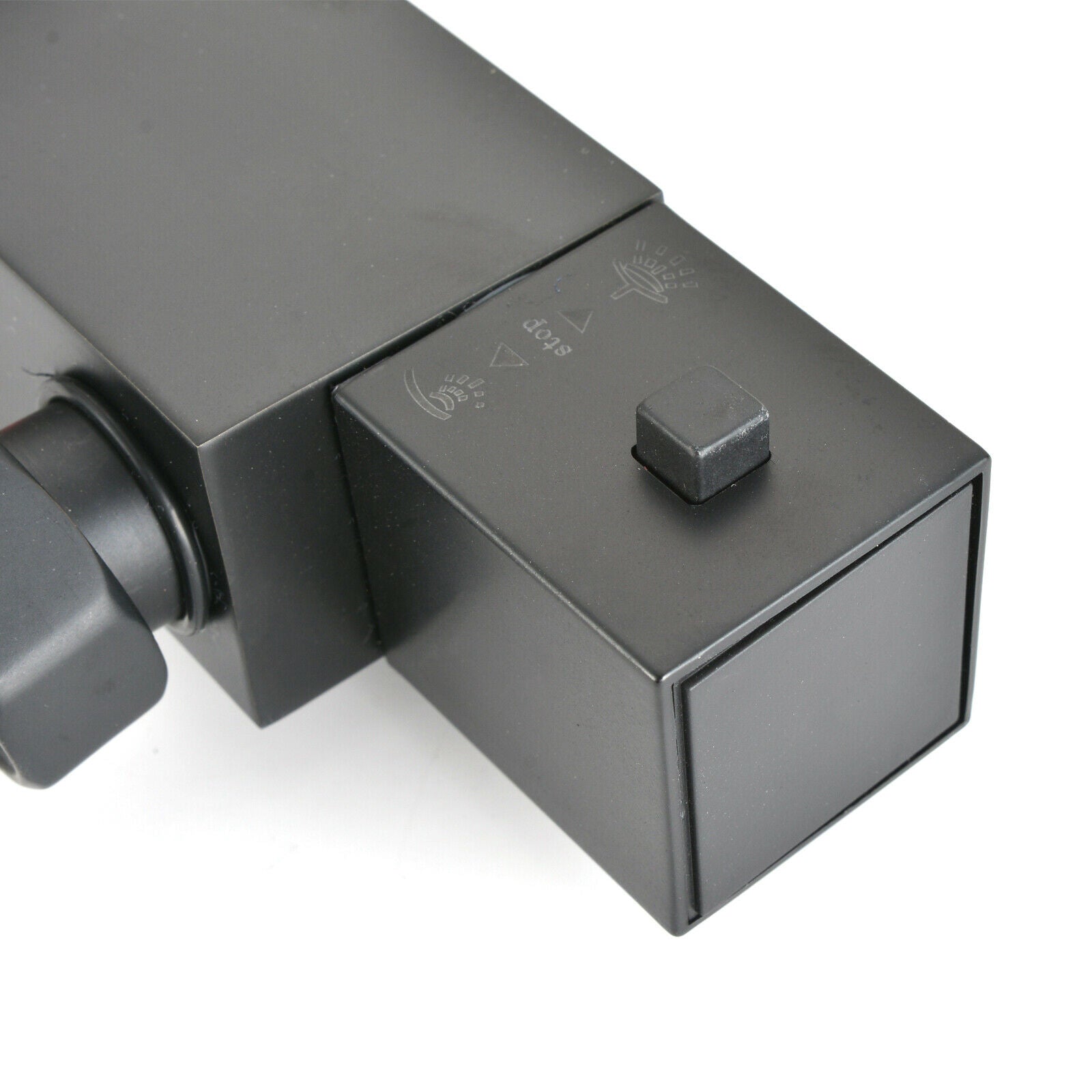 Bathroom Thermostatic Mixer Shower Set Square Black Twin Head Exposed Valve