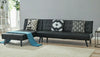 3 Seater Sofa Bed + Chaise Black Grey L Shape PVC Fabric Recliner Corner Sofabed