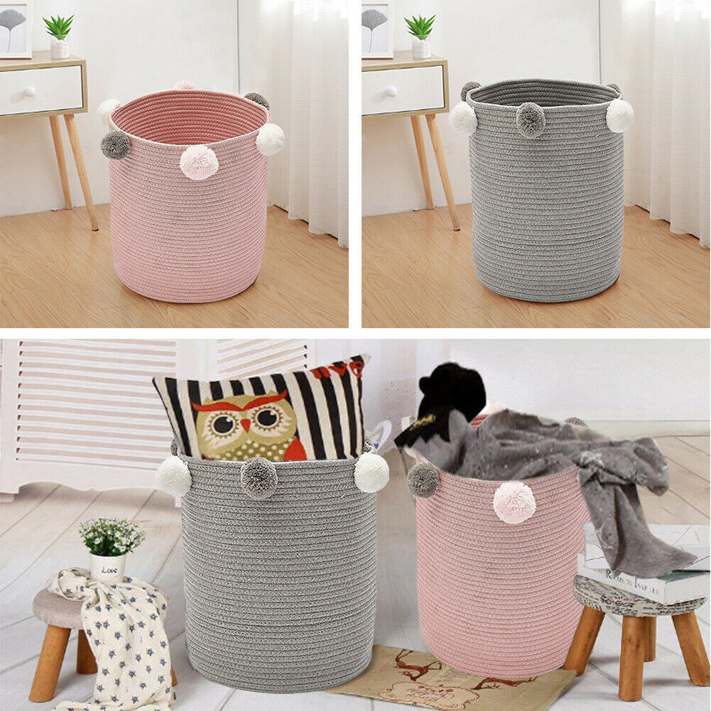 Folding Nordic Laundry Cotton Woven Washing Clothes Tidy Toys Storage Basket Bag