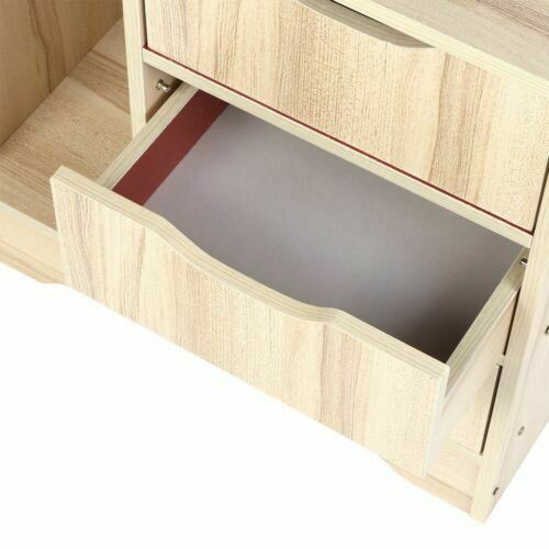 Wood Bedside Table Cabinet Furniture Storage Drawers Nightstand Side Standing