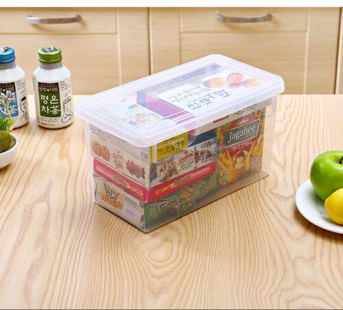4PCS Clear Fridge Box Holder Kitchen Organiser Food Cupboard Storage Container