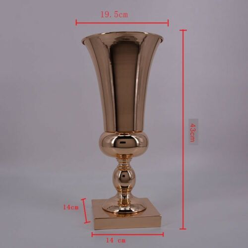 43cm Large Stunning Gold Iron Luxury Flower Vase Urn Wedding Table Home Decor (GOLDEN)