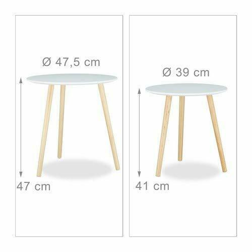 Modern Nest of Tables White Side End Tea PC Tables Set of 2 Coffee Table Round