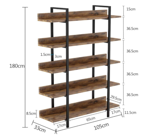 Large Industrial Bookcase Rustic Metal Display Cabinet Tall Vintage Shelf Unit