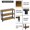 3 Tiers Console Table Industrial Hallway Table W/ Shelf Side Table Rustic Brown