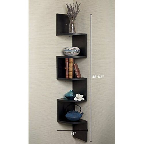 5 Tier Floating Wall Shelves Corner Shelf Storage Display Holder Bookcase Set